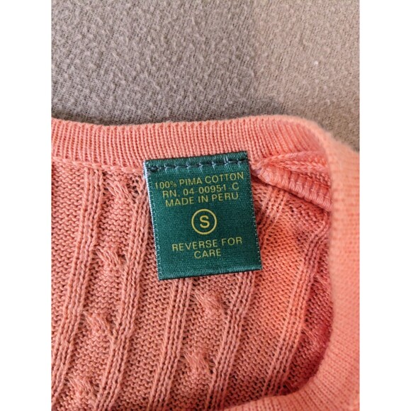 Peru Unlimited Pima Cotton Knit Sweater VNeck Coral Casual Size Small - Picture 4 of 8